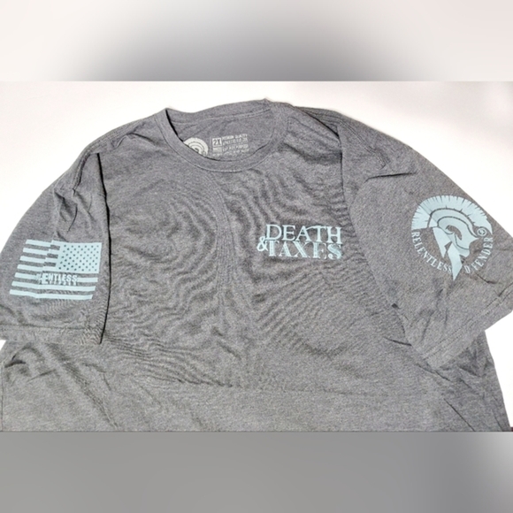 ⭐️5/$25 Death and Taxes Relentless Defender T Shirt‎ 2XL - Picture 2 of 5